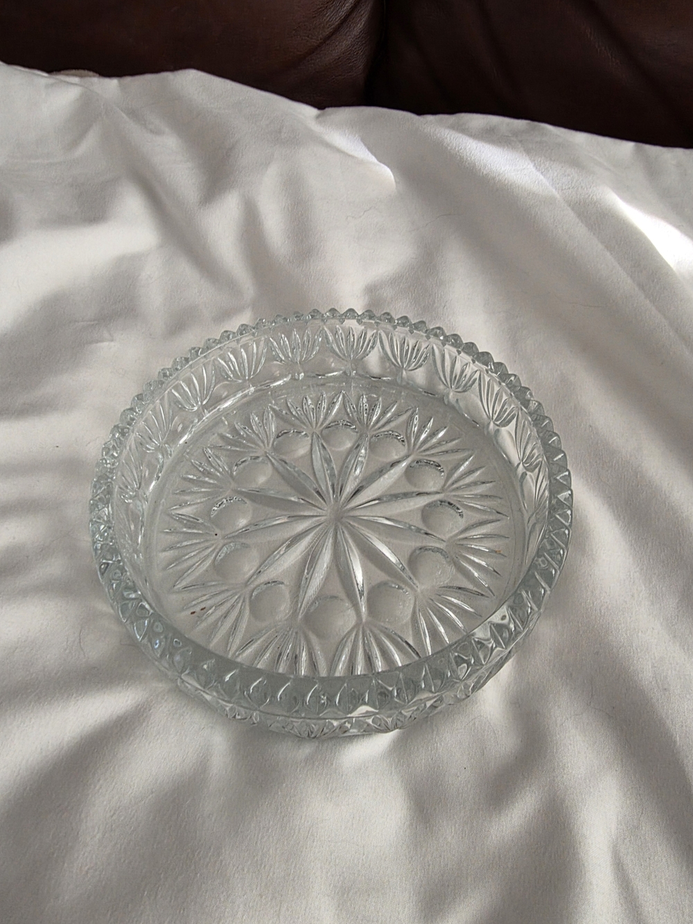 Pressed Glass Candy Dish - Clear Glass Serving Bowl
